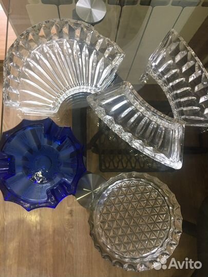 Пепельница хрустальная СССР, цветное стекло