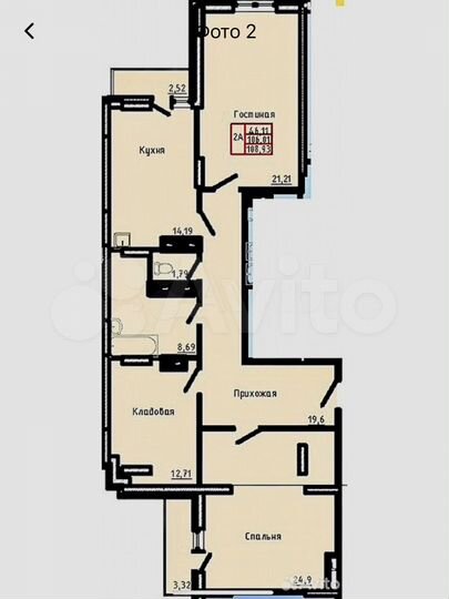 2-к. квартира, 111 м², 5/17 эт.