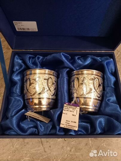 Набор серебряных стаканов на 210 млл. Кубачи