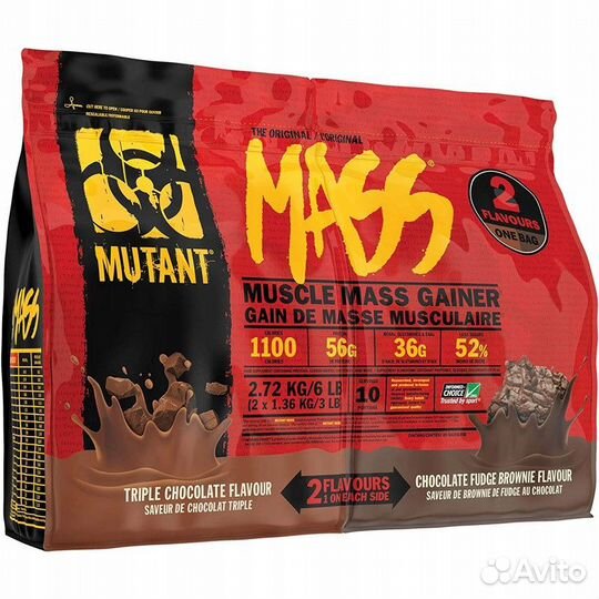 Гейнер Мутант Масс 2 вкуса Шоколад и Брауни 2720 к