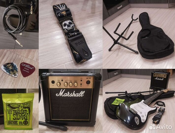 Электрогитара Fender Squier + Marshall & Комплект