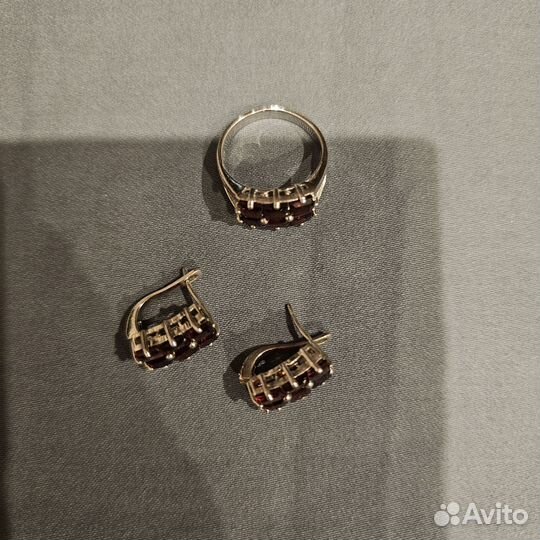 Серьги и кольцо серебро