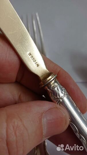 Набор столовых приборов,Серебро.19 век