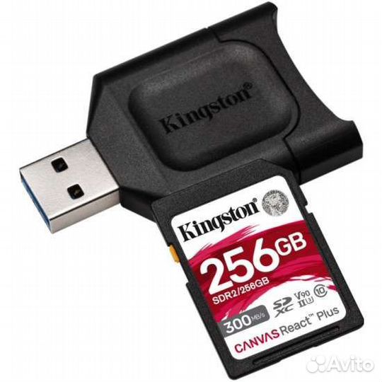 256Gb Kingston Canvas React Plus V90 + USB Reader