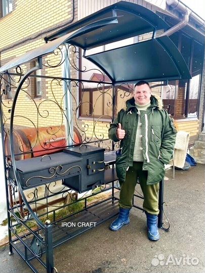 Мангал с печкой под казан