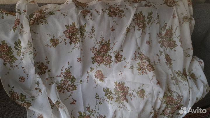 Тюль (белая с рисунком, зелёная, бежевая, белая)