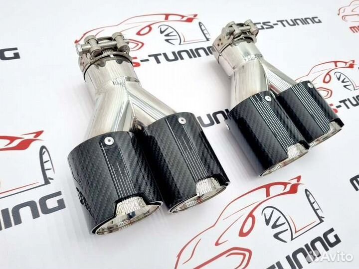 Насадки на выхлоп BMW M двойные карбон 79мм