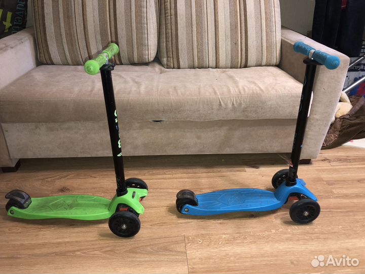 Самокат детский Micro Maxi зеленый + синий
