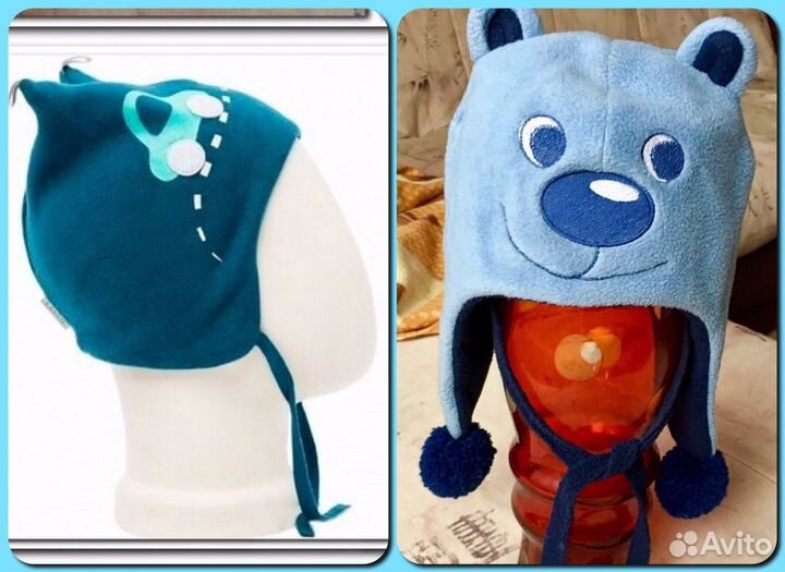 Шапка lassie 46-48 размер и синяя мишка