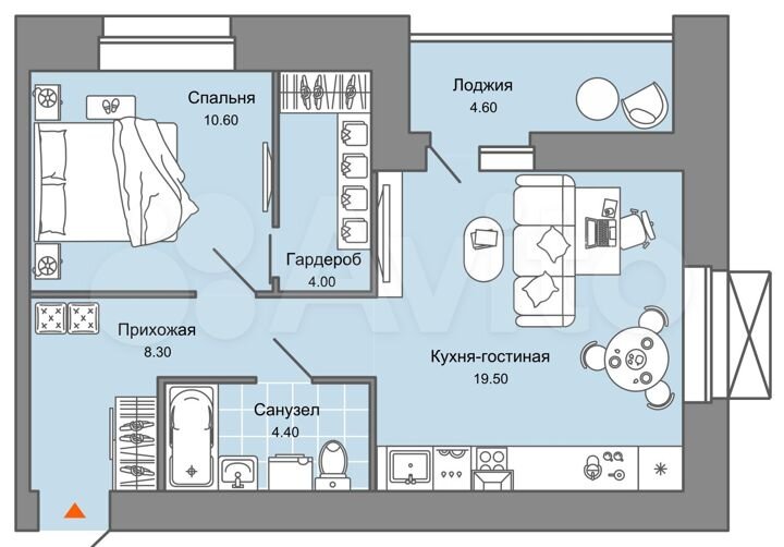 1-к. квартира, 49 м², 2/5 эт.