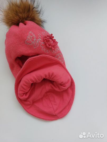 Шапка/шлем/Балаклава на девочку,р.50-52,коралловый