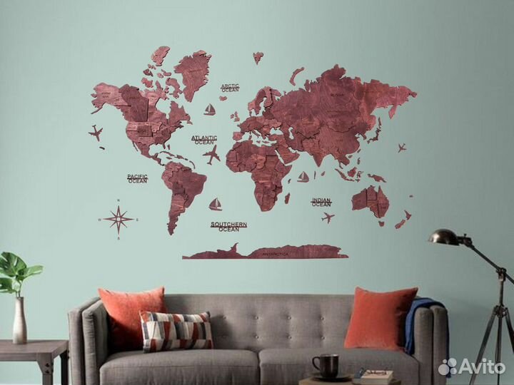 Деревянная карта мира