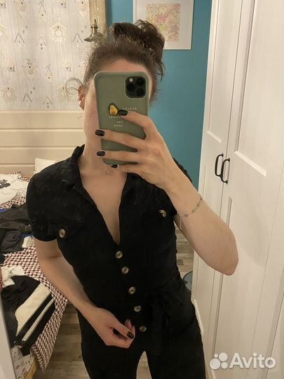 Черный новый трикотажный комбинезон H&M