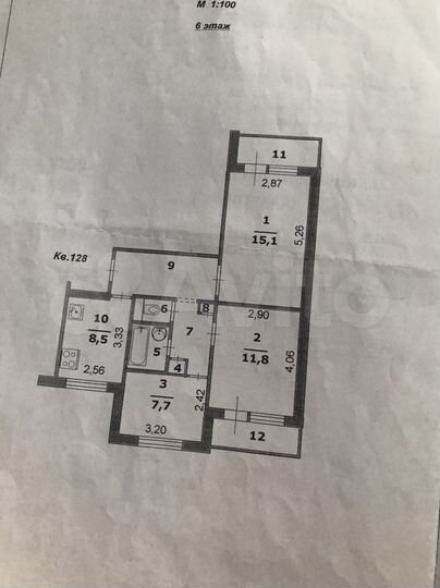 3-к. квартира, 60 м², 6/9 эт.