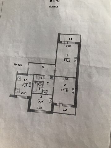 3-к. квартира, 60 м², 6/9 эт.