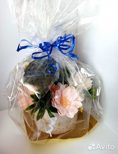 Букет из мыла, в шляпной коробке 