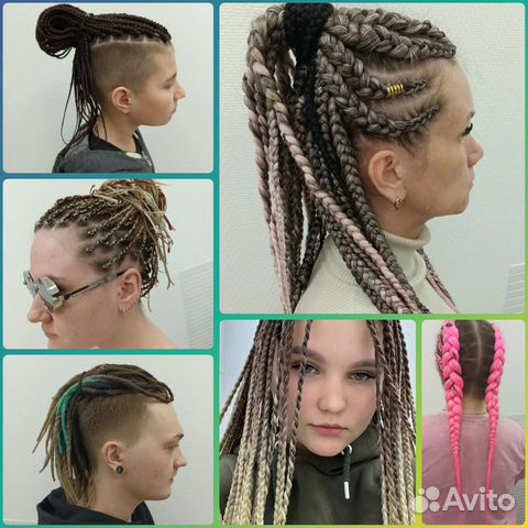 Афрокосы, афрокудри, дредолоконы, брейды в хвост