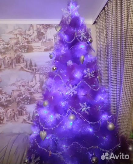 Елка искусственная 180 фиолетовая с игрушками