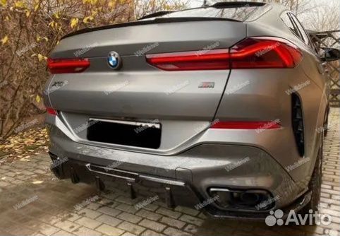 Диффузор заднего бампера BMW X6 G06 черный глянец