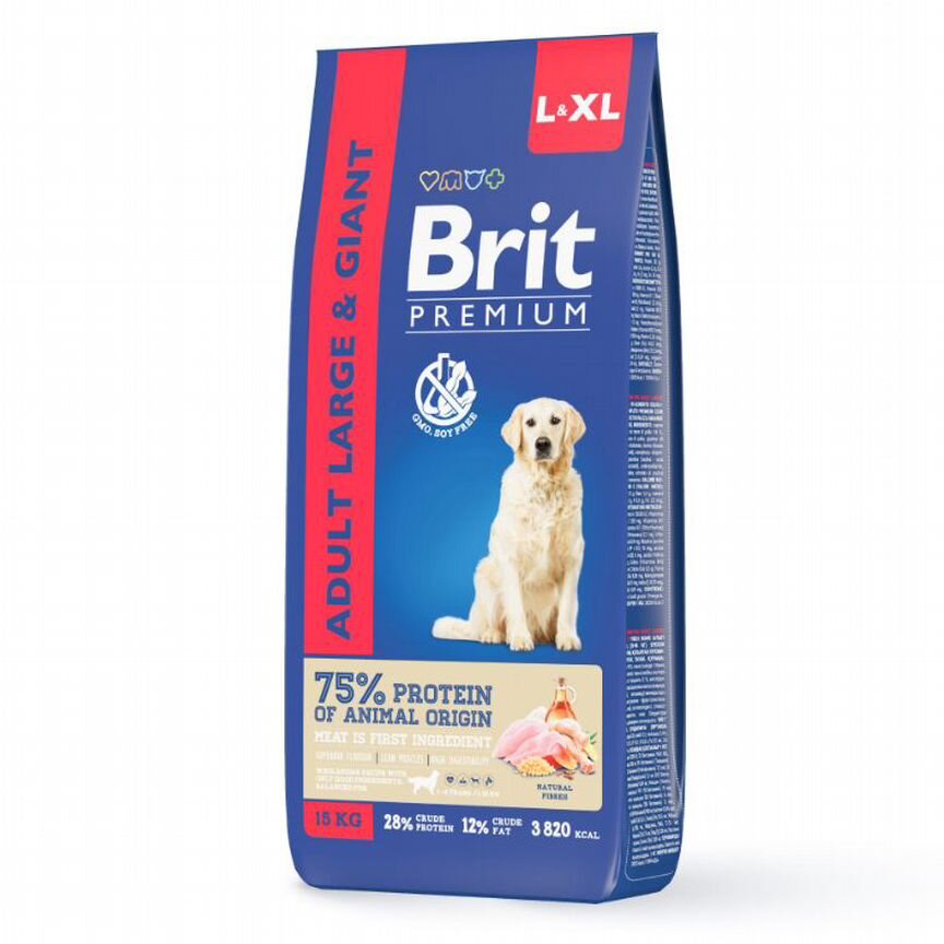 Корм для собак с курицей Brit Premium 15 кг