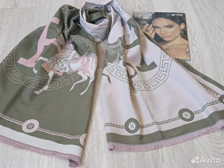 Теплый двусторонний палантин Hermes 6 цвет