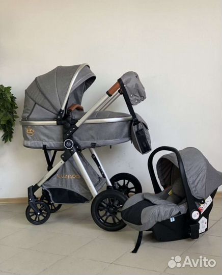 Коляска 3в1 компактная Новая (серый)
