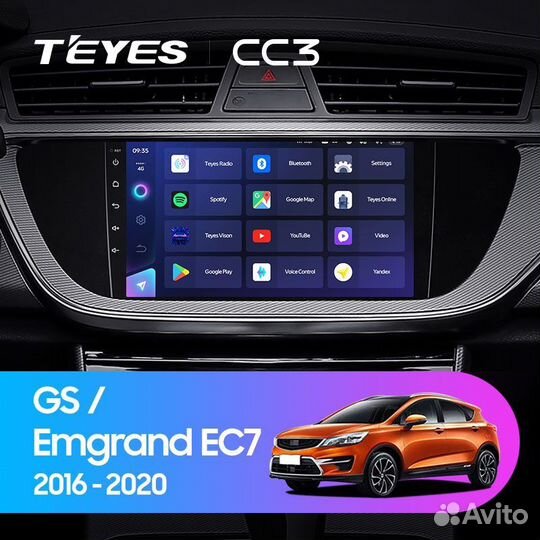 Магнитола на Geely Emgrand GS Teyes CC3 3/32