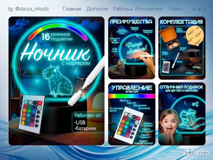 Инфографика дизайн карточек для маркетплейсов