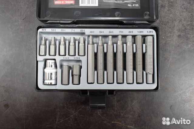 Набор бит HEX 4-12мм 30-75мм 15 прдметов force