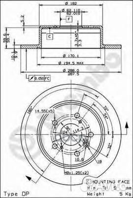 Диск тормозной Standard зад 08917910 Brembo