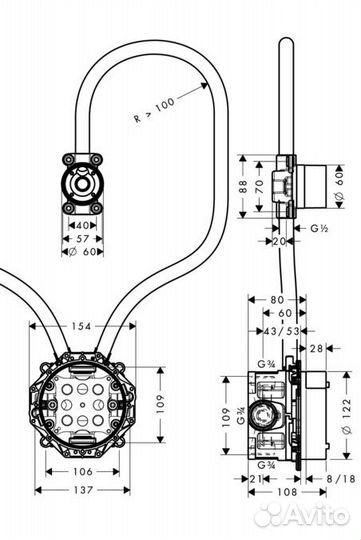 Скрытая часть для электронного смесителя axor, 161