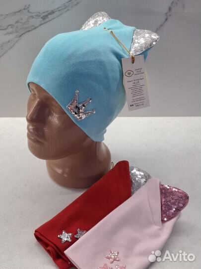 Шапка для девочки весенняя двойная.р. 50- 54