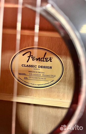 Fender CD-60SCE Dread Black WN