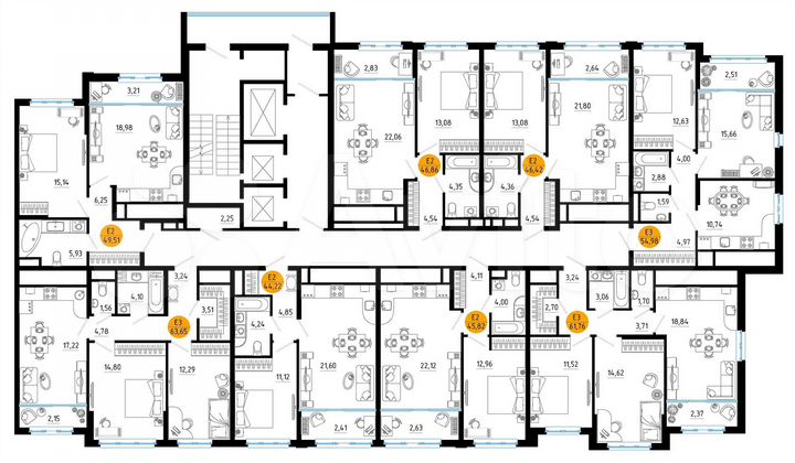 1-к. квартира, 46,4 м², 19/25 эт.