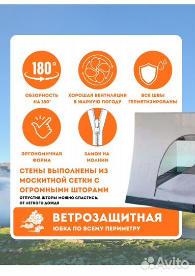 Палатка туристическая 4 местная