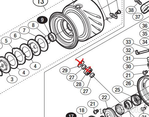 Разборной ролик л/у Shimano Stradic / Twin Power