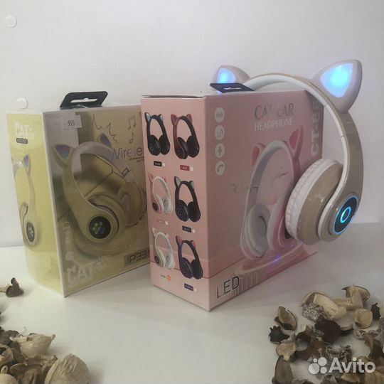 Наушники с кошачьими ушками (новые)