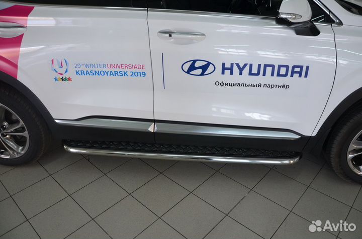 Защита порогов Hyundai Santa Fe 2018
