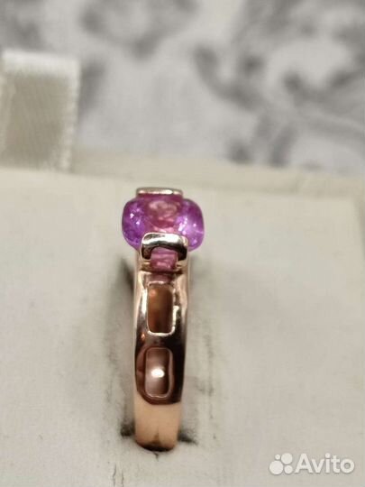 Золотое кольцо с натуральным сапфиром 585