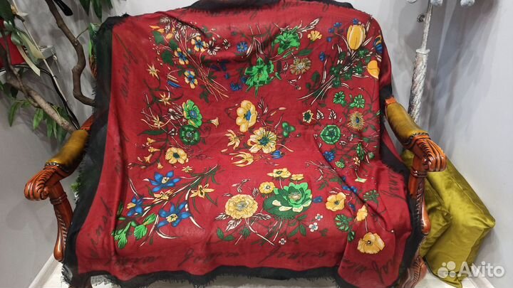 Платок шаль etro 120см тонкорунная шерсть италия