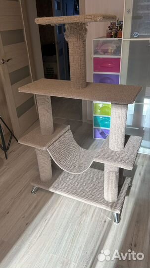 Игровой комплекс для кошек с гамаком когтеточка