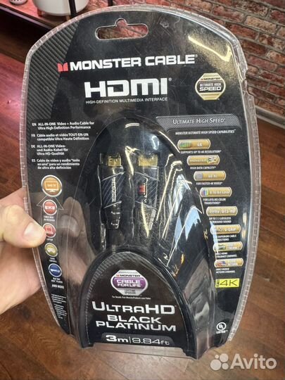 Кабель hdmi 3 метра monster ultrahd black platinum