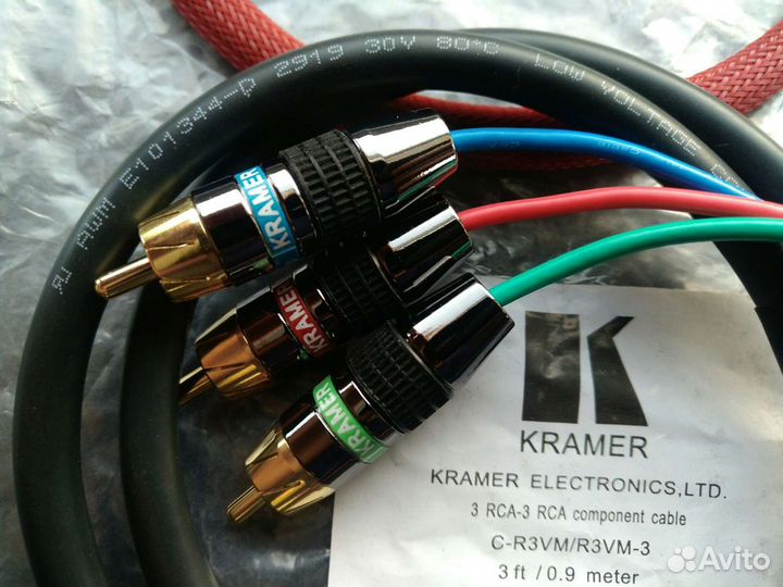 Межблочный кабель Kramer RCA C-R3VM/R3VM-3