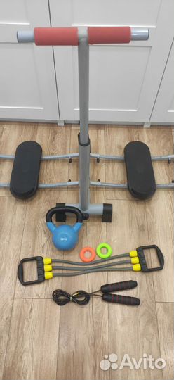Комплект для фитнеса тренажер гиря эспандеры