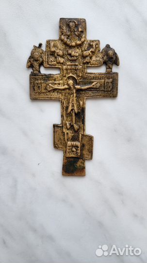 Старинный крест распятие христово 10,5х6 см