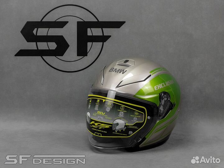 Мотошлем BMW Green Christmas Metalic