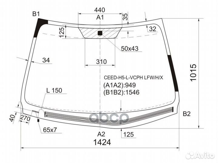 Стекло лобовое с обогревом щеток KIA ceed 5D 06