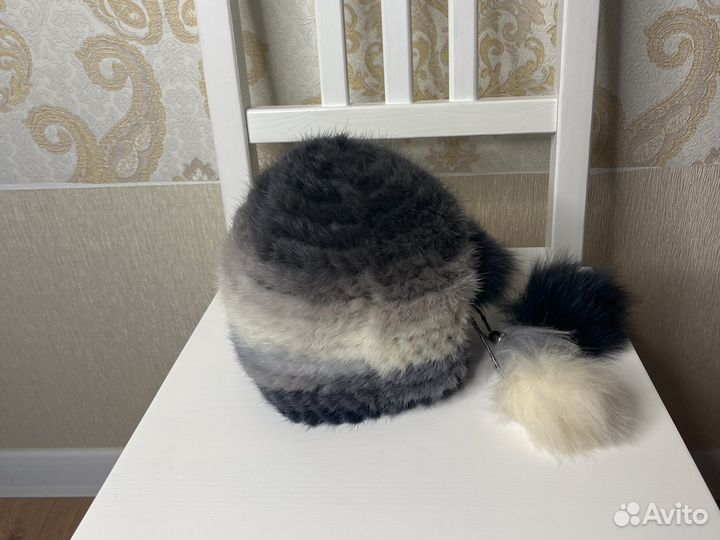 Шапка вязанная норка и писец