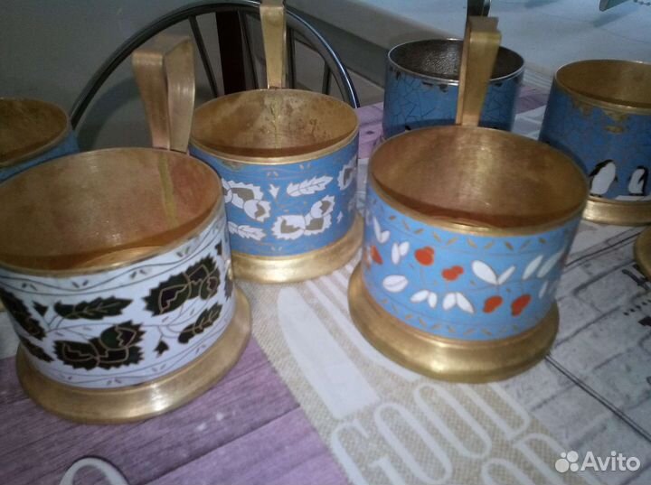 Старые подстаканники с эмалью из времён СССР
