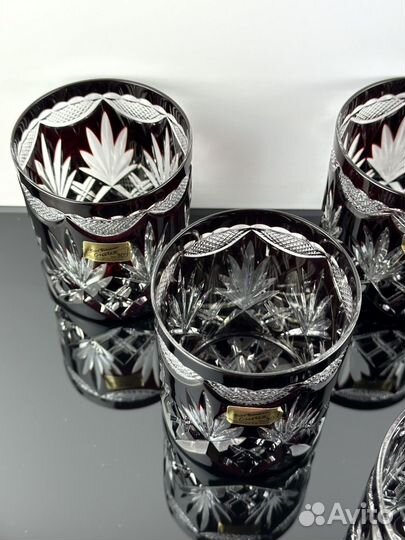 Хрустальные стаканы Dorotheenhutte.Рубин.Винтаж